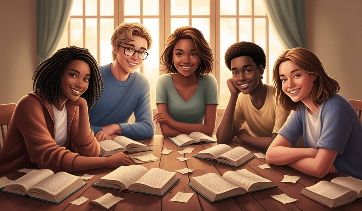 girls studying in group
